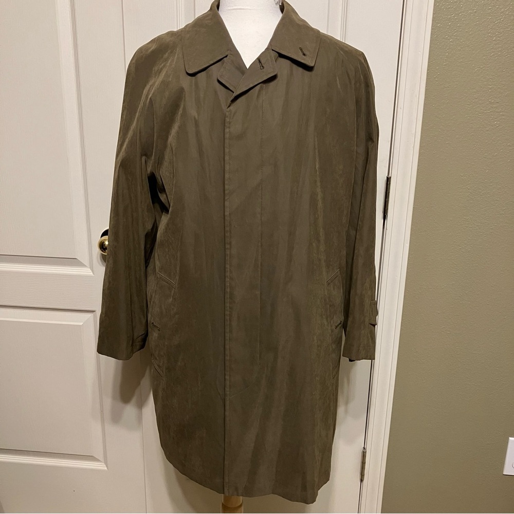 BURBERRYS Trench Coat WOOL LINER Olive SATIN / SHEEN - Sz 40 R Very Nice!